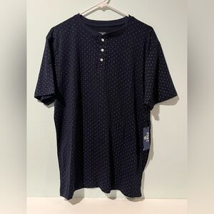PD&C Navy Blue Patterned Short Sleeve The Athletic Tee Soft Touch NWT Size Large